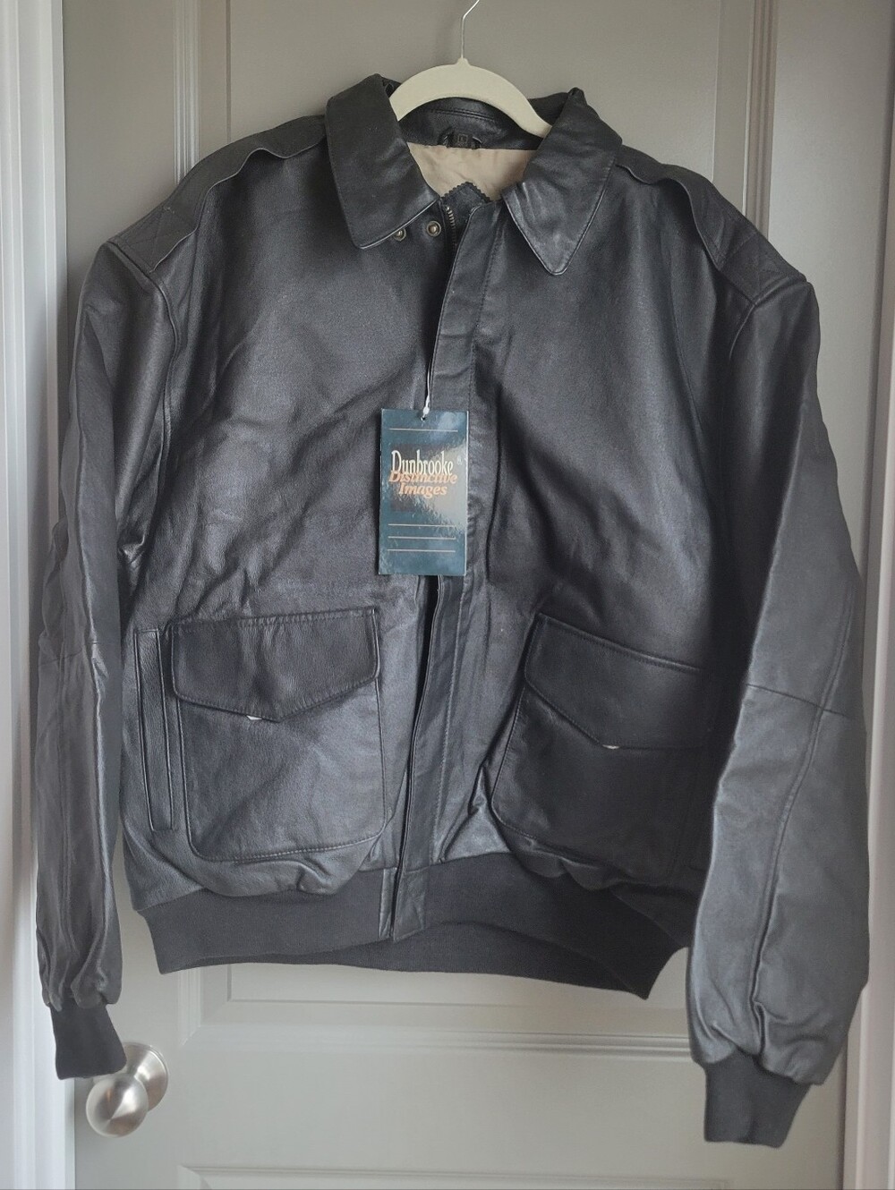 NWT Vintage 90's Black Leather Jacket DEADSTOCK